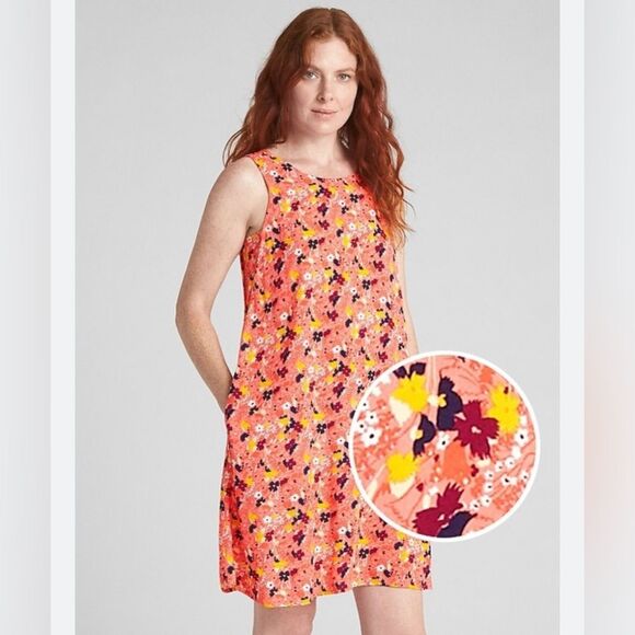 GAP Women’s 100% Rayon Sleeveless Strappy Floral Swing Dress Size Medium - Picture 1 of 12